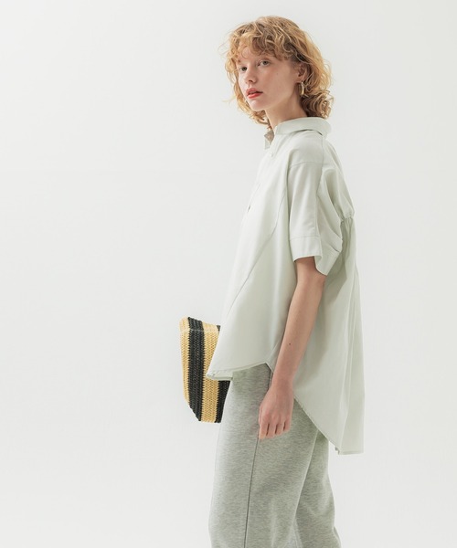 coca（coca）（コカ）の「バックギャザードルマンオックスシャツ（シャツ/ブラウス・レディース・ライトグリーン/ホワイト・M/L）」の13枚目の写真