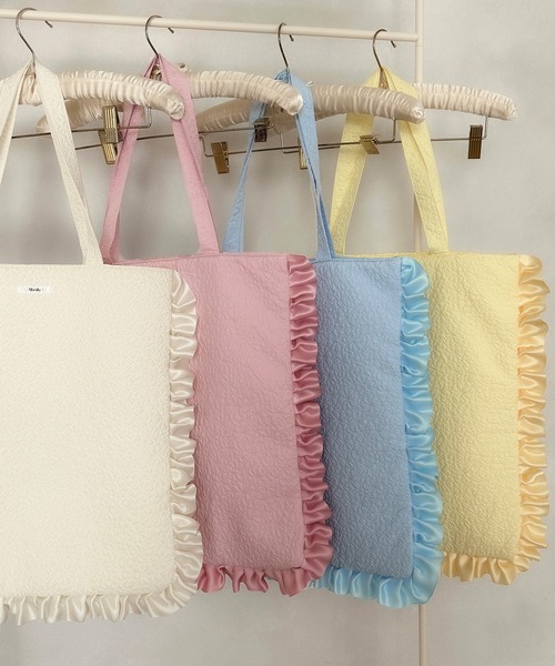 Miridy(ミリディー)の「推し活【オシイロ】フリルジャガードトートバッグ(トートバッグ・レディース・ホワイト/ピンク/イエロー/ブルー・FREE)」の11枚目の写真