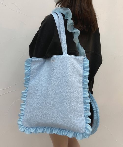 Miridy(ミリディー)の「推し活【オシイロ】フリルジャガードトートバッグ(トートバッグ・レディース・ホワイト/ピンク/イエロー/ブルー・FREE)」の16枚目の写真