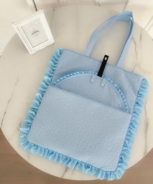 Miridy(ミリディー)の「推し活【オシイロ】フリルジャガードトートバッグ(トートバッグ・レディース・ホワイト/ピンク/イエロー/ブルー・FREE)」の19枚目の写真