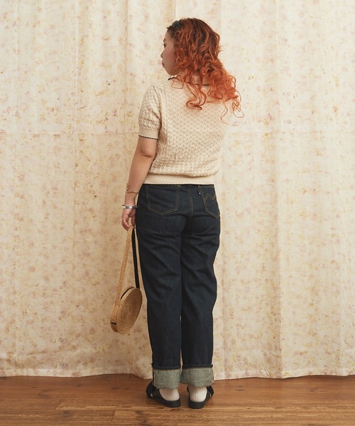 AMBIDEX(アンビデックス)の「透かし編み 襟付きプルオーバー(ニット/セーター・レディース・キナリ/ブラック・FREE)」の11枚目の写真