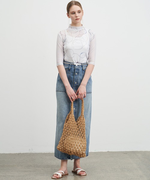 ELOOPS(イーループス)の「【ELOOPS】バッブルモチーフプリントシアートップス(Tシャツ/カットソー・レディース・オフホワイト・S/M/L)」の13枚目の写真
