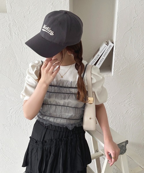 apres jour（アプレジュール）の「フリルベアバックリボンキャミセット【ZOZOTOWN限定アイテム】（アンサンブル・レディース・アイボリー/ブラック/チャコールグレー・フリー/X-LARGE）」の7枚目の写真