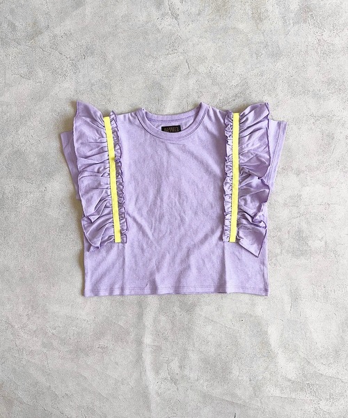 BIG FIELD（ビッグフィールド）の「フリルショルダートップス（90～150cm）（Tシャツ/カットソー・キッズ・オフホワイト/ラベンダー/ライトグリーン・110/100/90/120/150/140/130）」の3枚目の写真