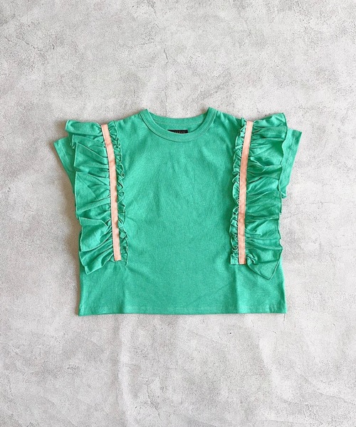 BIG FIELD（ビッグフィールド）の「フリルショルダートップス（90～150cm）（Tシャツ/カットソー・キッズ・オフホワイト/ラベンダー/ライトグリーン・110/100/90/120/150/140/130）」の2枚目の写真