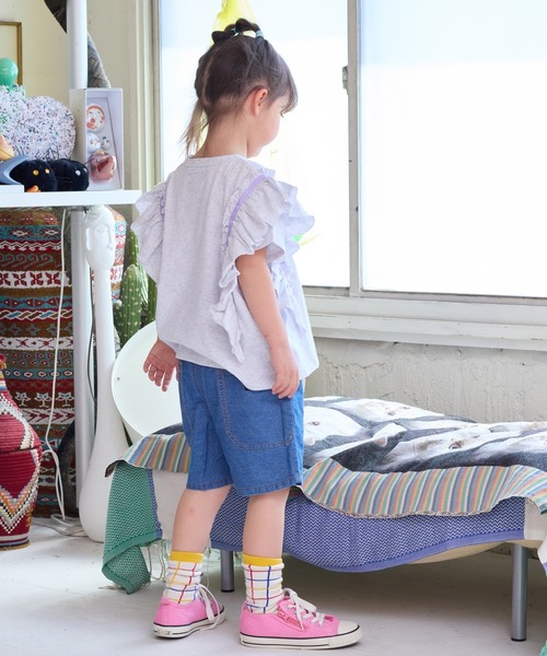 BIG FIELD（ビッグフィールド）の「フリルショルダートップス（90～150cm）（Tシャツ/カットソー・キッズ・オフホワイト/ラベンダー/ライトグリーン・110/100/90/120/150/140/130）」の10枚目の写真