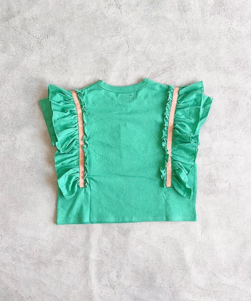 BIG FIELD（ビッグフィールド）の「フリルショルダートップス（90～150cm）（Tシャツ/カットソー・キッズ・オフホワイト/ラベンダー/ライトグリーン・110/100/90/120/150/140/130）」の13枚目の写真