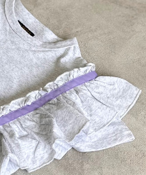 BIG FIELD（ビッグフィールド）の「フリルショルダートップス（90～150cm）（Tシャツ/カットソー・キッズ・オフホワイト/ラベンダー/ライトグリーン・110/100/90/120/150/140/130）」の6枚目の写真