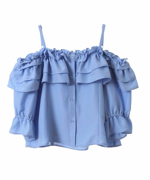 31 Sons de mode(トランテアン ソン ドゥ モード)の「オフショルフリルブラウス(シャツ/ブラウス・レディース・ブラック/サックスブルー/オフホワイト・36)」の11枚目の写真