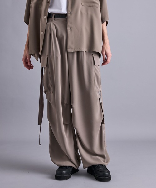 JUNRED(ジュンレッド)の「【 セットアップ対応 】ドレープツイルパラシュートパンツ(カーゴパンツ・メンズ・ネイビー/ブラック/グレー系その他/ベージュ系その他・L/M/S)」の3枚目の写真