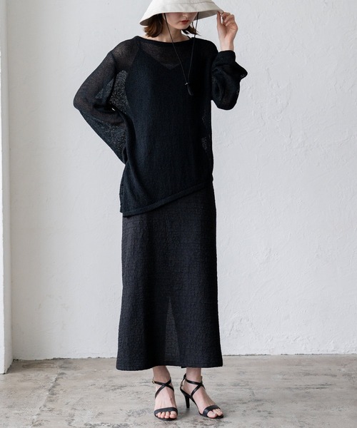 VitaFelice（ヴィータフェリーチェ）の「アシンメトリー斜めカット シアーニット（ニット/セーター・レディース・ブラック/ベージュ/ホワイト・FREE）」の16枚目の写真