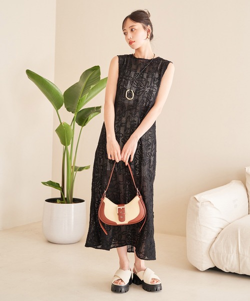 VIS（ビス）の「コード刺繍ノースリワンピース（ワンピース・レディース・ブラック/キナリ・FREE）」の19枚目の写真