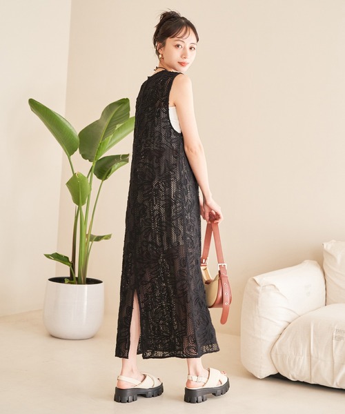 VIS（ビス）の「コード刺繍ノースリワンピース（ワンピース・レディース・ブラック/キナリ・FREE）」の20枚目の写真