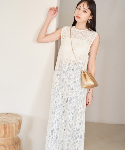 VIS（ビス）の「コード刺繍ノースリワンピース（ワンピース・レディース・ブラック/キナリ・FREE）」の14枚目の写真