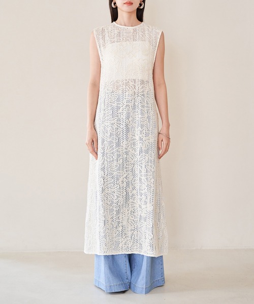 VIS（ビス）の「コード刺繍ノースリワンピース（ワンピース・レディース・ブラック/キナリ・FREE）」の11枚目の写真