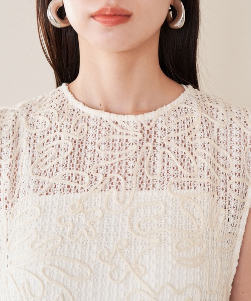 VIS（ビス）の「コード刺繍ノースリワンピース（ワンピース・レディース・ブラック/キナリ・FREE）」の8枚目の写真