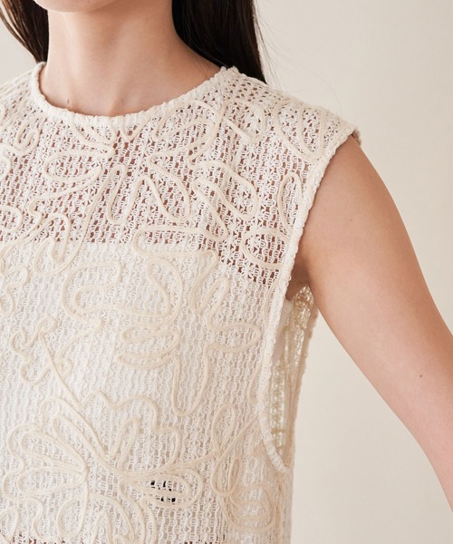 VIS（ビス）の「コード刺繍ノースリワンピース（ワンピース・レディース・ブラック/キナリ・FREE）」の9枚目の写真