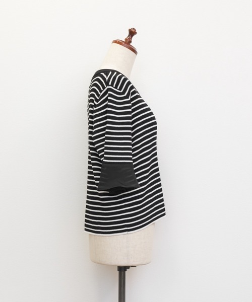 CLETTE（クレット）の「袖シフォンボーダーサマーニット（ニット/セーター・レディース・ブラック/ホワイト・LL/3L/4L）」の18枚目の写真