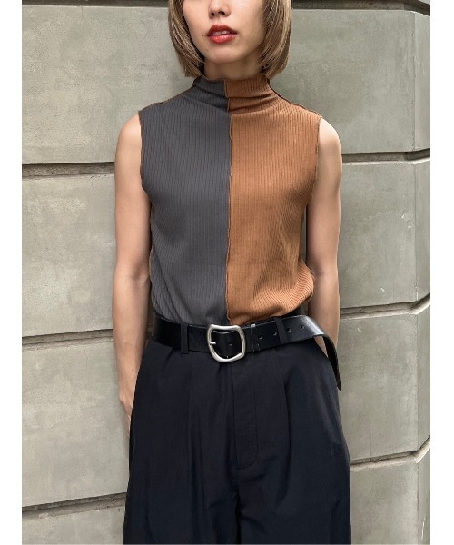 BLACK BY MOUSSY(ブラックバイマウジー)の「bi color tank top(バイカラータンクトップ)(タンクトップ・レディース・キャメル/オレンジ/ブルー・FREE)」の1枚目の写真