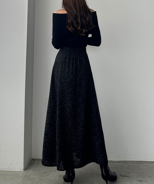 セール】ツイードハイウエストラッフルフレアスカート(薄手)（スカート