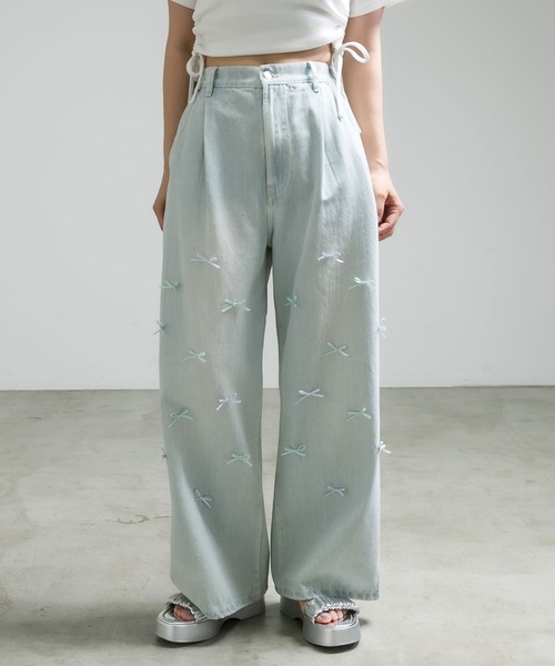 OLIVE des OLIVE(オリーブデオリーブ)の「【S/Mサイズ展開】アソートデザインワイドデニムパンツ(その他パンツ・レディース・ブルー/ブルー系その他/サックスブルー・MEDIUM/SMALL)」の2枚目の写真