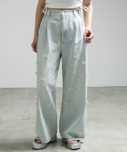 OLIVE des OLIVE(オリーブデオリーブ)の「【S/Mサイズ展開】アソートデザインワイドデニムパンツ(その他パンツ・レディース・ブルー/ブルー系その他/サックスブルー・MEDIUM/SMALL)」の9枚目の写真