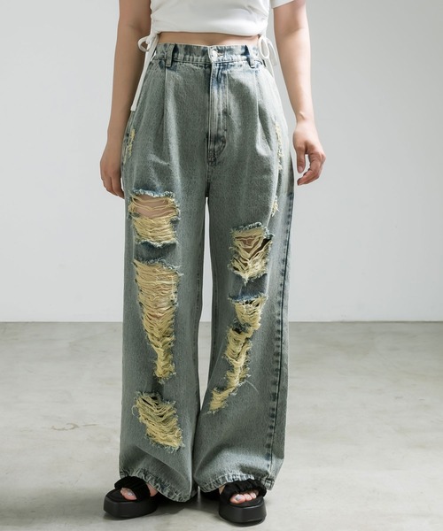 OLIVE des OLIVE(オリーブデオリーブ)の「【S/Mサイズ展開】アソートデザインワイドデニムパンツ(その他パンツ・レディース・ブルー/ブルー系その他/サックスブルー・MEDIUM/SMALL)」の14枚目の写真