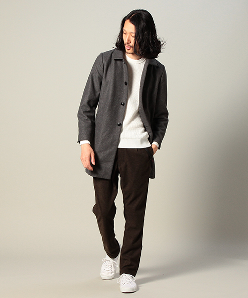 CIAOPANIC(チャオパニック)の「【Ciaopanic】【TOOL】 ウール混ステンカラーコート(ステンカラーコート・メンズ・グレー/ネイビー・MEDIUM/LARGE)」の2枚目の写真