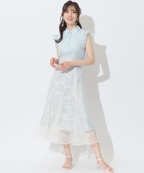 SWINGLE（スウィングル）の「刺繍レース接ぎマーメイドスカート（スカート・レディース・グレー系その他/ボルドー/ホワイト系その他・FREE）」の2枚目の写真