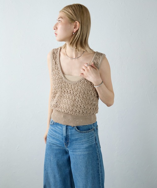 meilmada(メイルマダ)の「透かし編みニットタンクトップ(タンクトップ・レディース・アイボリー/ブラウン/ブラック・MEDIUM)」の11枚目の写真