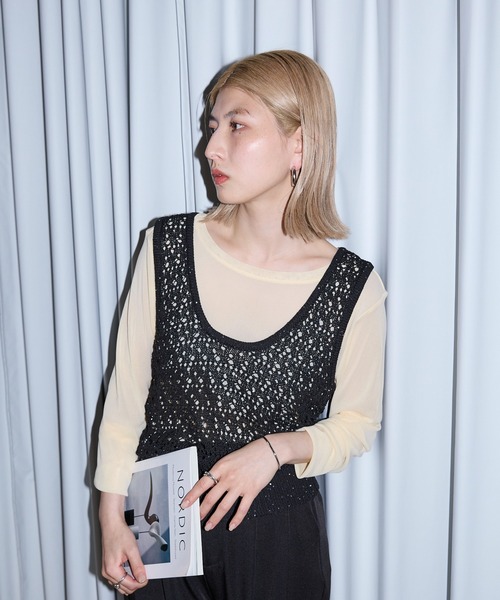 meilmada(メイルマダ)の「透かし編みニットタンクトップ(タンクトップ・レディース・アイボリー/ブラウン/ブラック・MEDIUM)」の18枚目の写真