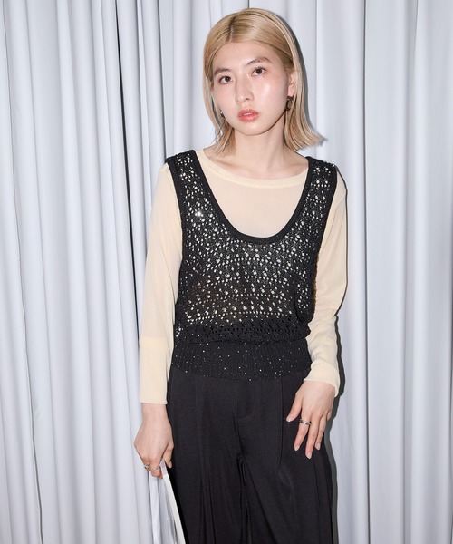 meilmada(メイルマダ)の「透かし編みニットタンクトップ(タンクトップ・レディース・アイボリー/ブラウン/ブラック・MEDIUM)」の19枚目の写真