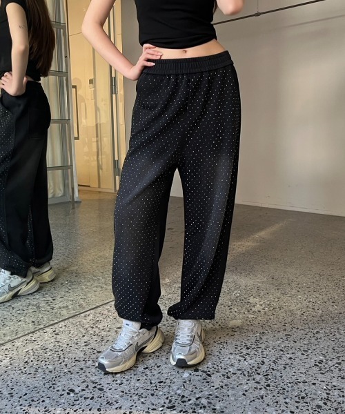 B hoods ラインストーンスウェットパンツ セール】ラインストーンピグメントジョガースウェットパンツ