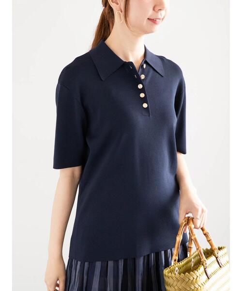 Te chichi（テチチ）の「ニットポロシャツ（ニット/セーター・レディース・ネイビー/シルバー/ブラック・F）」の3枚目の写真