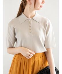 ニットポロシャツ