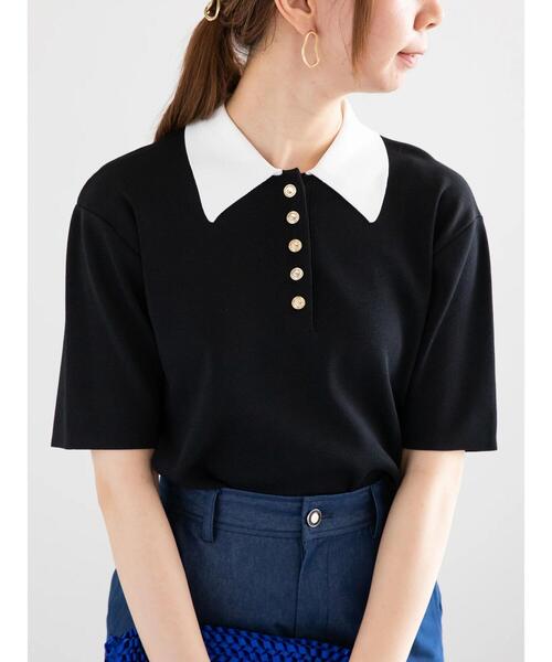 Te chichi（テチチ）の「ニットポロシャツ（ニット/セーター・レディース・ネイビー/シルバー/ブラック・F）」の4枚目の写真