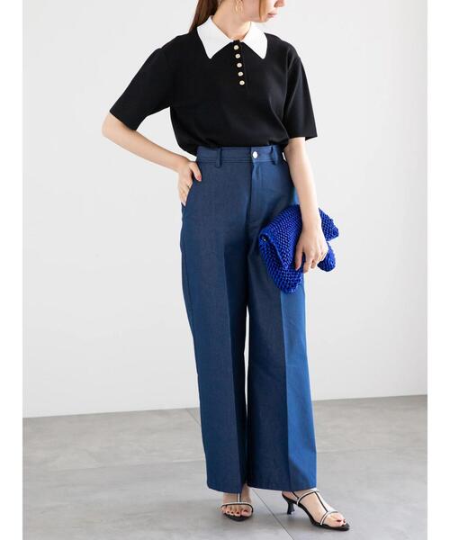 Te chichi（テチチ）の「ニットポロシャツ（ニット/セーター・レディース・ネイビー/シルバー/ブラック・F）」の7枚目の写真