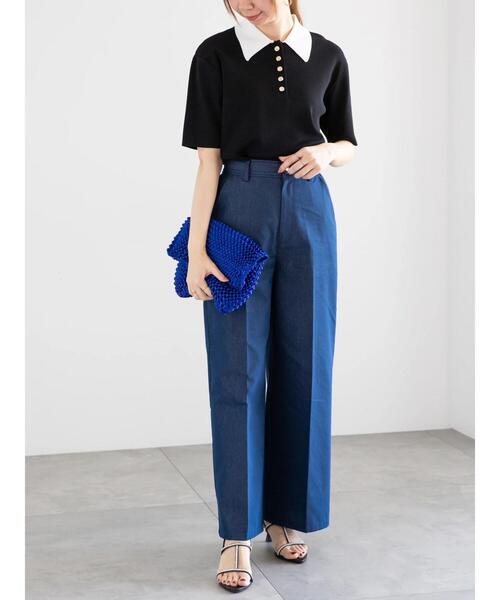 Te chichi（テチチ）の「ニットポロシャツ（ニット/セーター・レディース・ネイビー/シルバー/ブラック・F）」の6枚目の写真