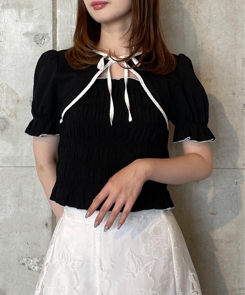 TORTE（トルテ）の「フロントリボンシャーリングブラウス（シャツ/ブラウス・レディース・ブラック/ブルー系その他/ホワイト/ブラック系その他・FREE）」の21枚目の写真