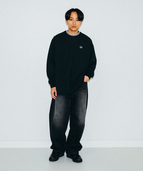 関税込◆Fred Perry ロングスリーブ ピケ Tシャツ BEAMS（ビームス）【別注】FRED PERRY / ティップライン ピケ