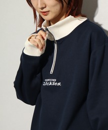 【GENUINE DICKIES/ジェニュインディッキーズ】 ロゴ刺繍 スタンドカラーハーフジップ プルオーバー