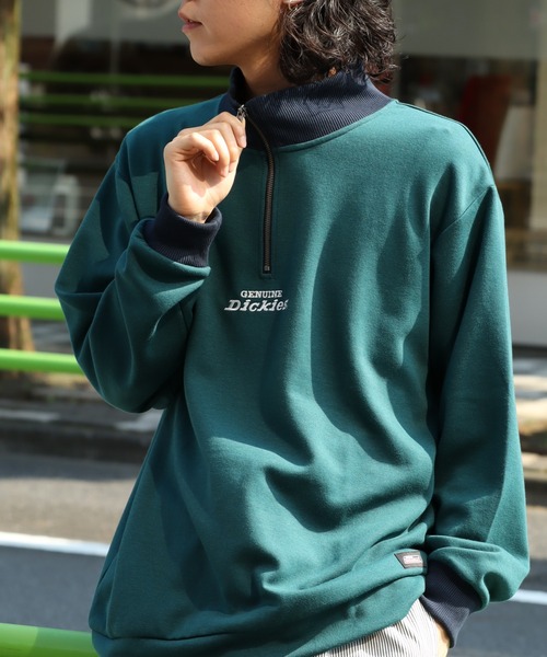 Dickies(ディッキーズ)の「【GENUINE DICKIES/ジェニュインディッキーズ】 ロゴ刺繍 スタンドカラーハーフジップ プルオーバー(スウェット・メンズ・スミクロ/ネイビー/グリーン/アッシュグレー・XL/M/L)」の4枚目の写真