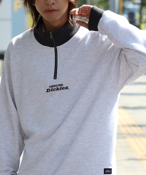 Dickies(ディッキーズ)の「【GENUINE DICKIES/ジェニュインディッキーズ】 ロゴ刺繍 スタンドカラーハーフジップ プルオーバー(スウェット・メンズ・スミクロ/ネイビー/グリーン/アッシュグレー・XL/M/L)」の3枚目の写真