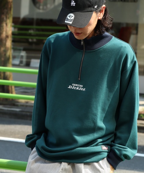 Dickies(ディッキーズ)の「【GENUINE DICKIES/ジェニュインディッキーズ】 ロゴ刺繍 スタンドカラーハーフジップ プルオーバー(スウェット・メンズ・スミクロ/ネイビー/グリーン/アッシュグレー・XL/M/L)」の15枚目の写真