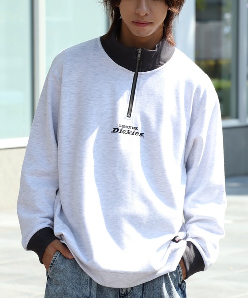 Dickies(ディッキーズ)の「【GENUINE DICKIES/ジェニュインディッキーズ】 ロゴ刺繍 スタンドカラーハーフジップ プルオーバー(スウェット・メンズ・スミクロ/ネイビー/グリーン/アッシュグレー・XL/M/L)」の10枚目の写真