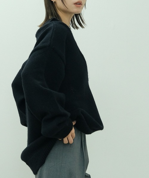 アルパカタッチアンサンブル風Vネックニットプルオーバー