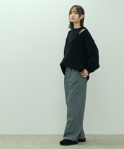 タグ付き未使用♡近年♡エポカ ニット アンサンブル シルク ブラック 40 アルパカタッチアンサンブル風Vネックニットプルオーバー