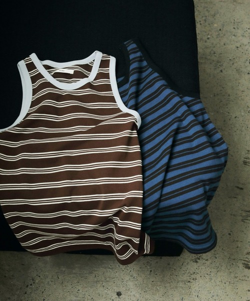 anuke(アンヌーク)の「Multi Border Tanktop(タンクトップ・レディース・ネイビー/ブラウン・FREE)」の6枚目の写真