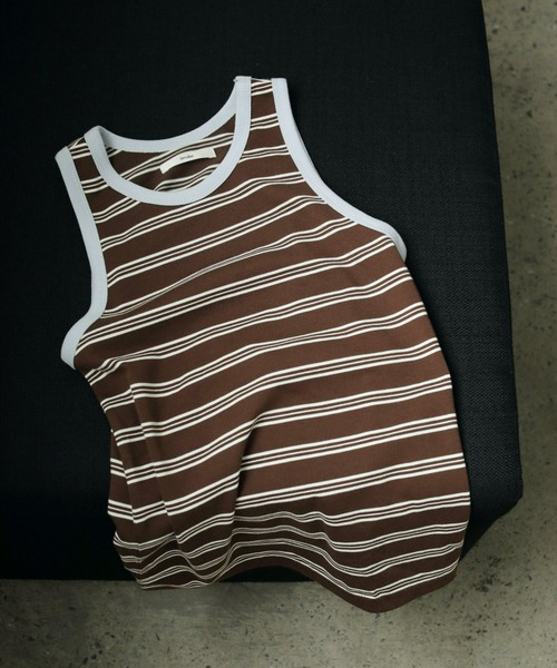 anuke(アンヌーク)の「Multi Border Tanktop(タンクトップ・レディース・ネイビー/ブラウン・FREE)」の5枚目の写真