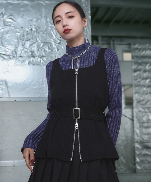 HARE（ハレ）の「2WAYヴィンテージジャガードビスチェ(HARE)（ベスト・レディース・ブラック/バーガンディー・FREE）」の9枚目の写真